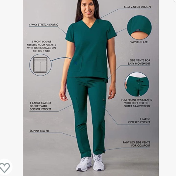 Adar Pro teal Essential Scrub Set Size XS - Picture 3 of 6